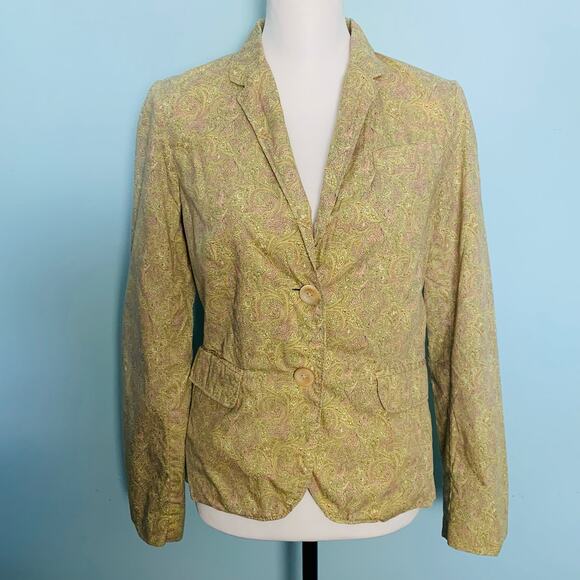 J. Crew Collection Liberty Yellow Floral Cotton Blazer Size 6 - Picture 6 of 7